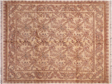 handmade Traditional Basan Beige Pink Hand Knotted RECTANGLE 100% WOOL area rug 8x10